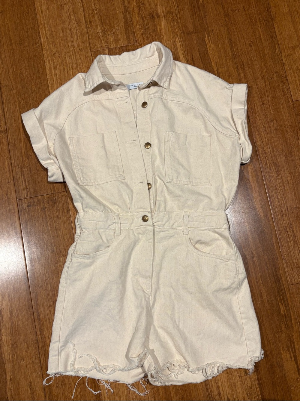 Zara Cream Utility Romper Shorts
